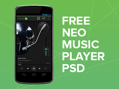 New Music Player - Free PSD android black buttons glow icons inspiration mobile music player psd tron ui