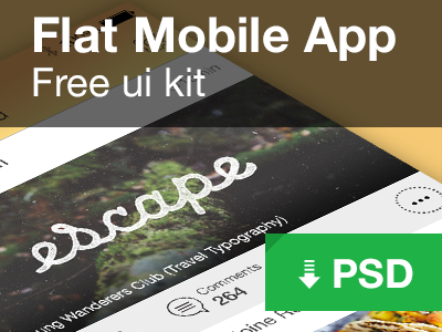 Flat mobile app - Free ui kit flat free freebie ios psd ui ux yellow