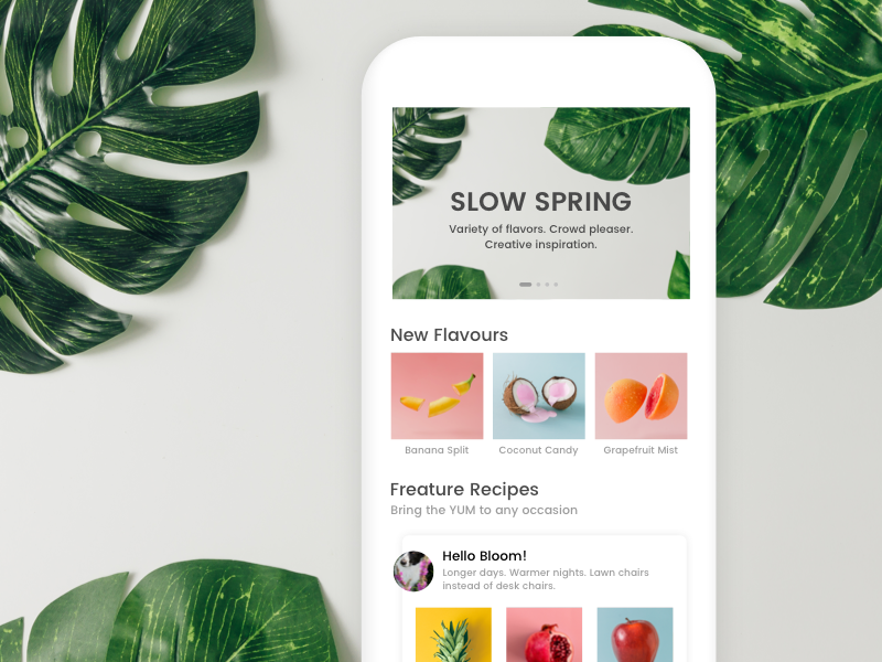 Spring Ice cream app ux ui green spring fruit fruits ice cream white minimal ios