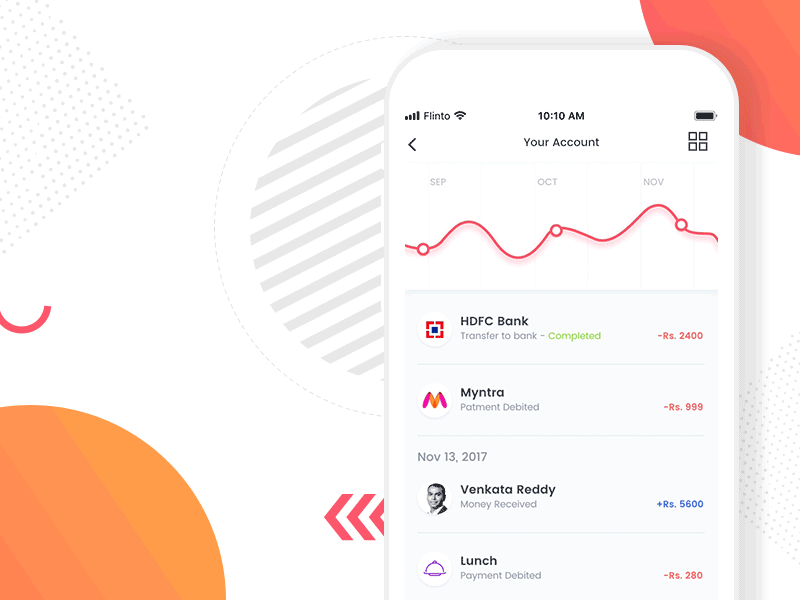 Personal banking App - Scroll transition mobile ios ux ui scroll money list interaction graph finance expenses bank