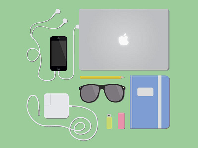 Backpack Essentials apple design essentials illustration mac vector