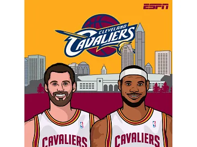 Kevin Love and Lebron James basketball cleveland cavaliers espn illustration kevin love lebron james nba