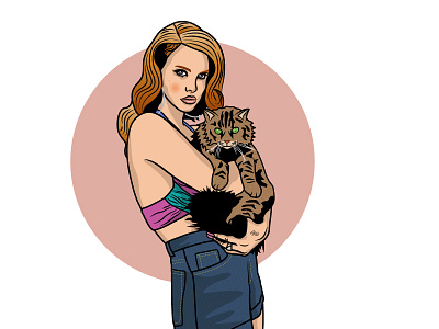 Lana Del Rey cat illustration lana del rey portrait