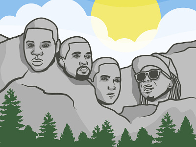 Rap Rushmore hip hop illustration mt rushmore portait rap rap rushmore
