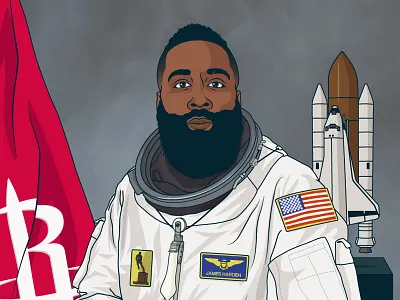 Astronaut Harden basketball houston rockets illustration james harden nasa nba vector