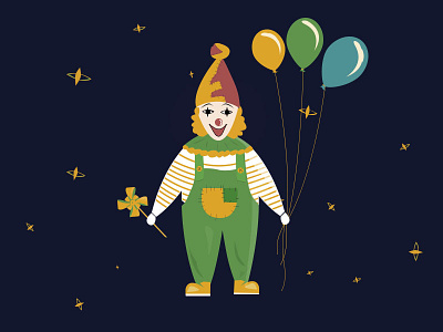 Happy Clown art clown colors design flat happy illustration thinking