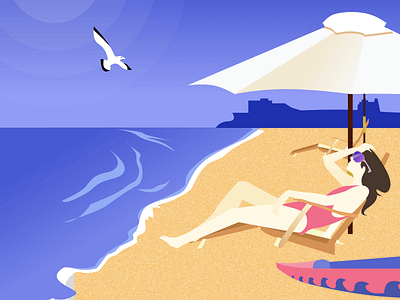 Sunny Beach beach holiday illustration leisure sea sunny time woman