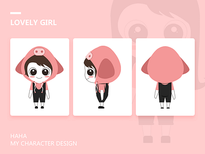 Design of lovely girl characters character design girl illustration lovely pig role