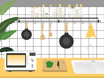 Kitchen kitchen 平面 插图 艺术 设计