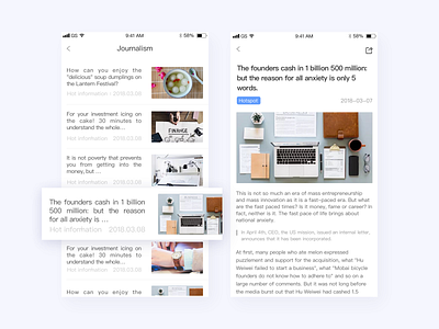 Journalism clean information ios journalism mobile app ui xd 设计