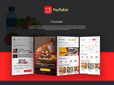 PayToEat app branding design flat food food and drink foodapp interface product ui ux vector