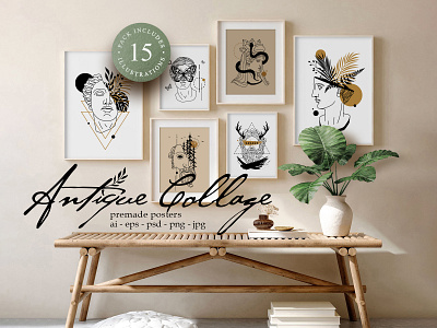 Antique Collage. 15 Premade Posters