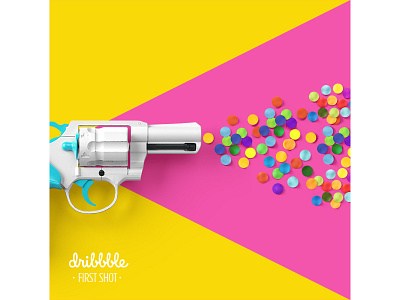 First Shot colorful confetti debut gun invite shot welcome