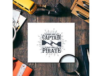 Work like a Captain. Play like a Pirate badge binoculars captain grunge logo pirate travel trip typography vintage