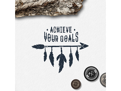 Achieve your goals adventure badge dreamcatcher dreams grunge logo spirit tribal typography vintage wanderlust