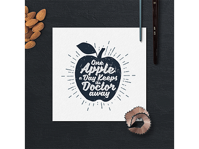 One apple a day keeps the doctor away apple badge fruite grunge hipster logo typography vintage