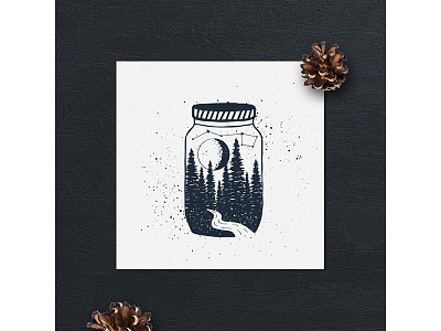 Forest in jar badge cone design forest grunge hipster logo typography vintage