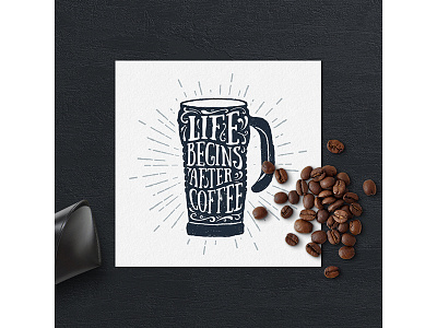 Life begins after coffee badge coffee design grunge hipster lettering logo typography vintage