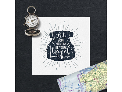 Let your memory be your travel bag badge bag design grunge hipster lifestyle logo travel typography vintage wanderlust