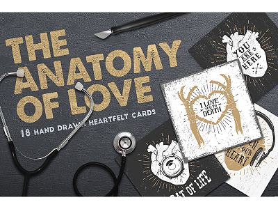 Anatomy of Love. 18 Hand Drawn Cards