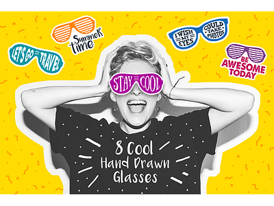 Stay Cool. 8 Hand Drawn Badges adventure badges cool glasses grunge handdrawn hipster logo trend vintage wandelust