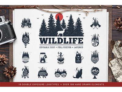Wildlife. Double Exposure Logos
