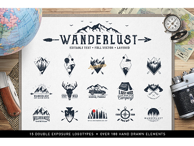Wanderlust. Double Exposure Logos