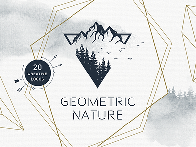 Geometric Nature. 20 Greative Logos adventure animals camping deer double exposure forest hand drawn hiking hipster illustration landscape logo mountains nature tent travel vanlife wanderlust wild wood
