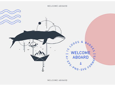 Welcome Aboard. 15 Awesome Logos anchor boat fish geometric style hand drawn hipster illustration ink lifebuoy lighthouse nature nautical ocean rope sailor sea ship travel water whale