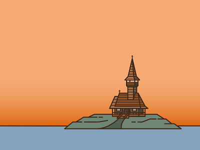 Wooden Church church east eastern europe illustration island line line animation line art wooden