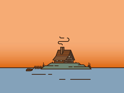 Wooden Cabin boat illustration island line line animation line art vector wooden