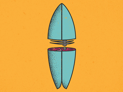 Fish Surfboard Sushi blue design fish illustration line art lineart orange pun surfboard surfing sushi vector