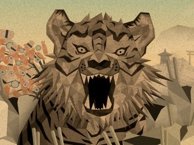 Papertiger asian lowpoly paper tiger