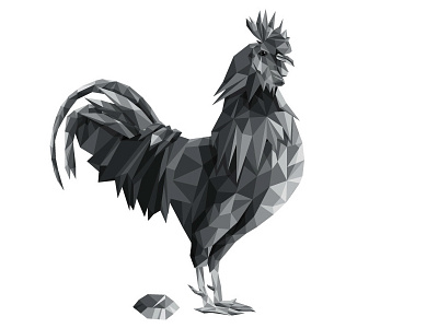 Rooster diamond folk hungary lowpoly polygonal poster rooster tale