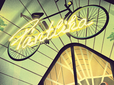 Pantlika Neon bicycle bike budapest illustration lights neon poster retro shadows street
