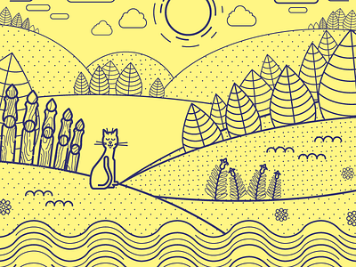 Countryside cat cat countryside design illustration line