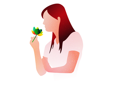 Lotus flower fragrance gradient illustration lotus plant smell woman