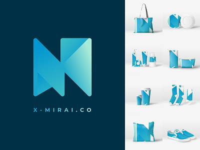 X - Mirai Logo Concept by Rania Amina gimpscape gradient gradient logo inkscape logo mockup set