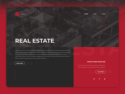 simple landing page for real estate branding dark desktop home landing minimalism ui webdesign website