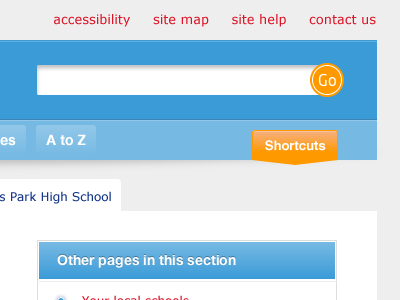 Another Option blue button council dropdown light orange search work