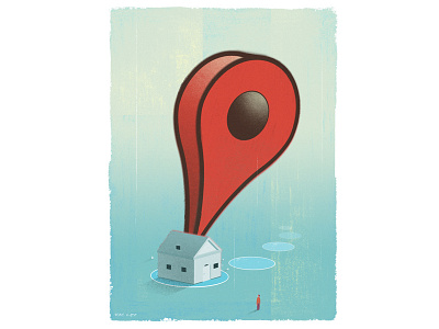 Google Pin Drop adobe art design digital google illustration map mixed media pastel photoshop pin travel