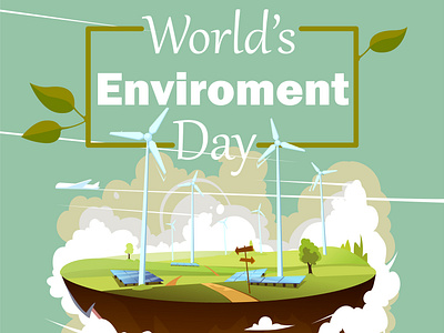 Worlds environment day design flat illustration minimal vector