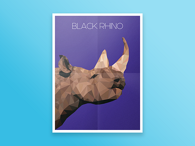 Black Rhino 2d ai animal design poly poster print ps rhino vector