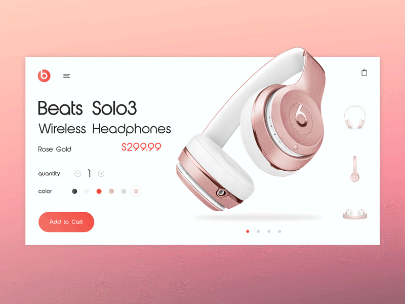 Beats Rose Gold 3d after affects animation beats by dre cart design headphones photoshop product rose gold ui ux