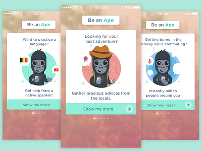 Onboarding Illustrations ape app illustration monkey onboarding