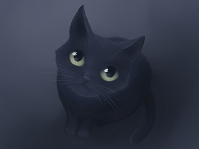 Eyes in the dark brush cat color eyes fur illustration painting painttoolsai test