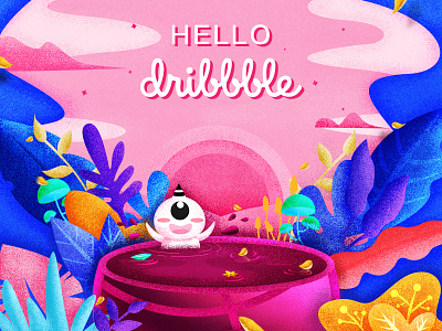Hello dribbble!!!! hello dribbble illustration invite pink