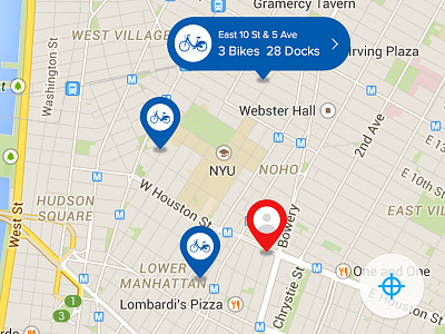 Location Icons in Map View app bike citi bike icons interaction design interface location map mobile new york ui user