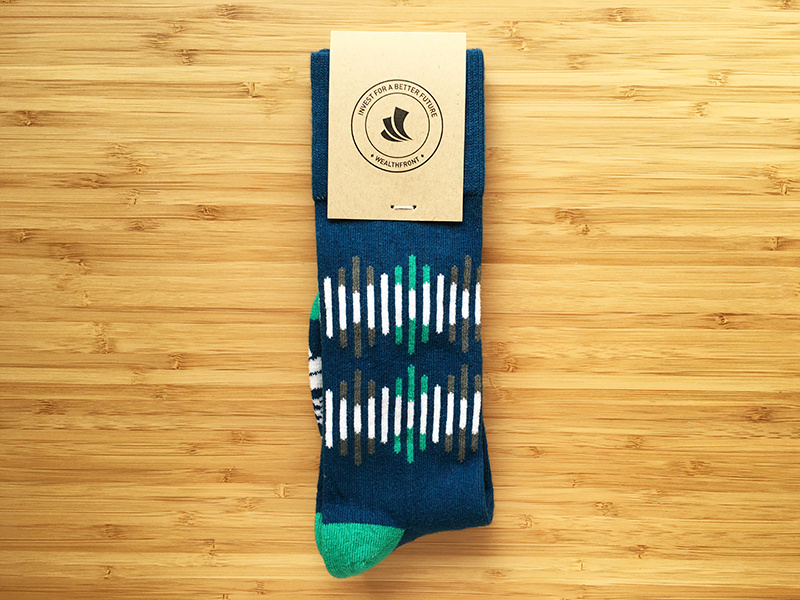 Wealthfront Socks startup finance branding brand pattern recruiting wealthfront startup swag company swag swag socks