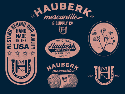Hauberk Mercantile - Branding Concepts antique apparel badge branding lettering logo mark type typography vintage